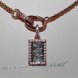 bomb party necklace lab created blue topaz on rose gold plating